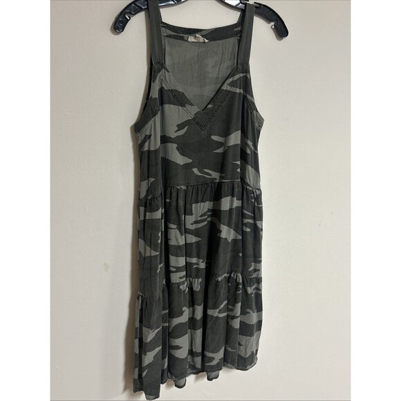 Splendid Camo Tiered Tank Dress Small Gray Charcoal Camouflage - Picture 2 of 8